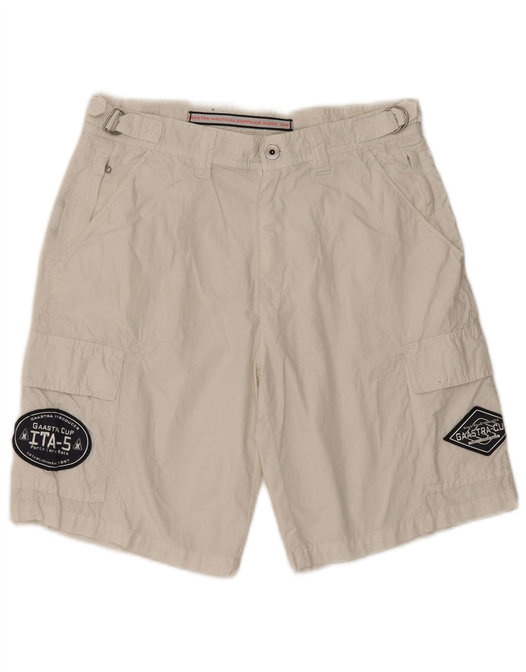 Gaastra Herre Graphic Cargo Shorts Små W29 Hvid Bomuld