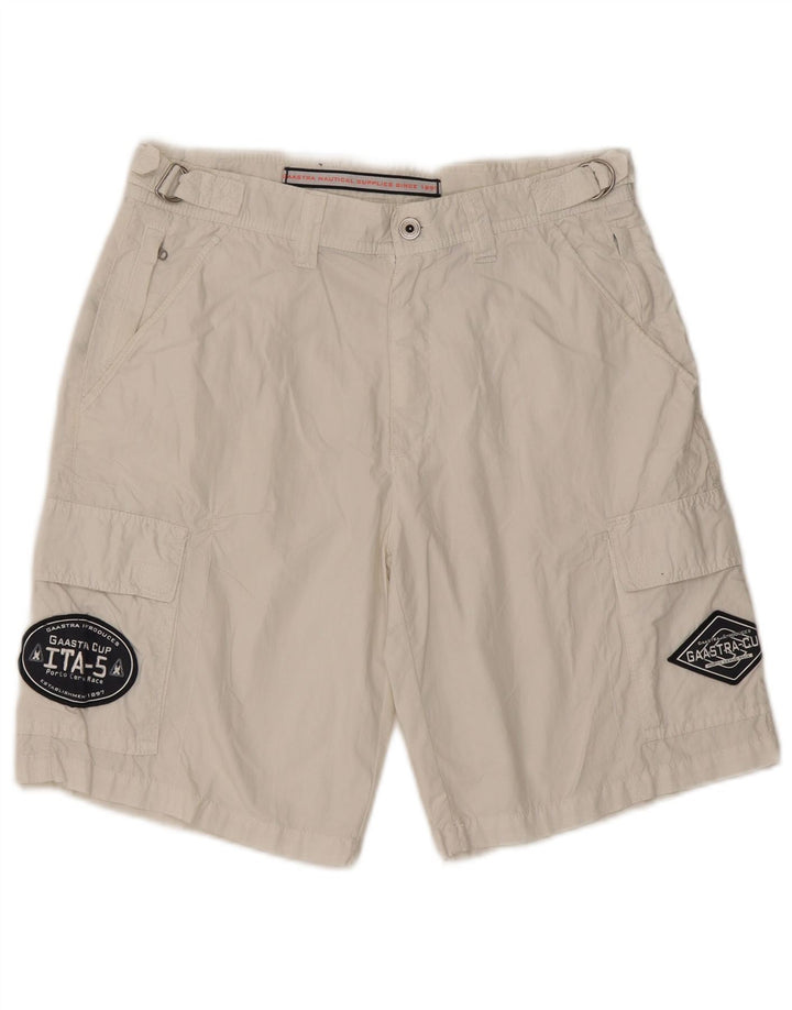 Gaastra Herre Graphic Cargo Shorts Små W29 Hvid Bomuld