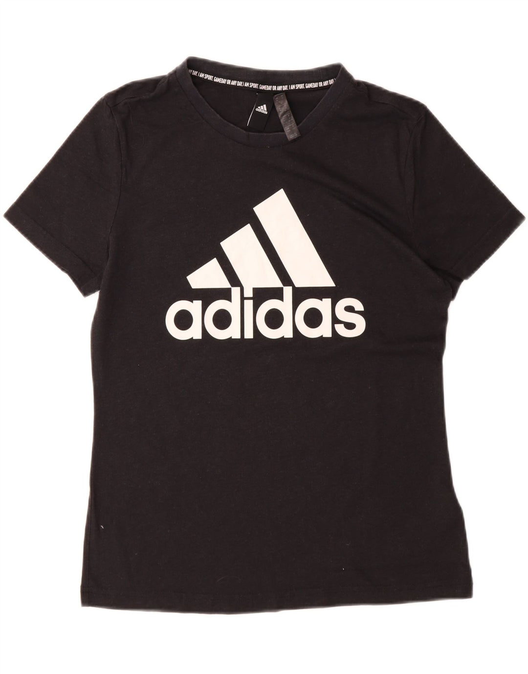 ADIDAS Womens Graphic T-Shirt Top UK 12/14 Medium Black Polyester Vintage Adidas and Second-Hand Adidas from Messina Hembry 