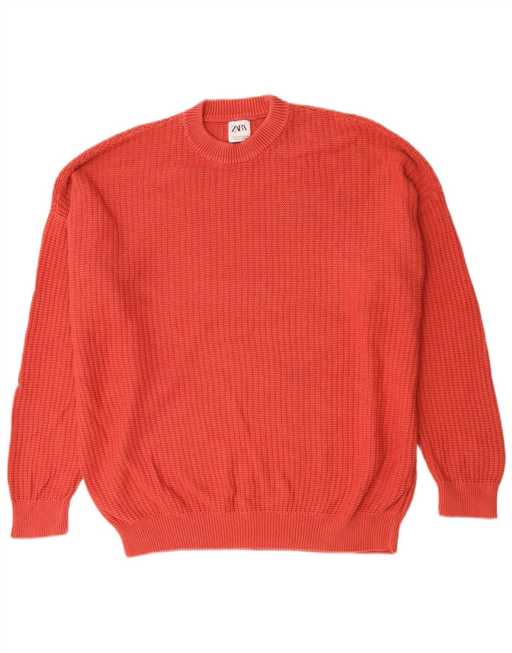 Zara Herre sweater med rund hals, medium rød bomuld
