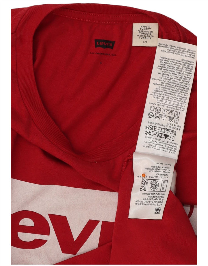 LEVI'S Mens Graphic T-Shirt Top Large Red Cotton
