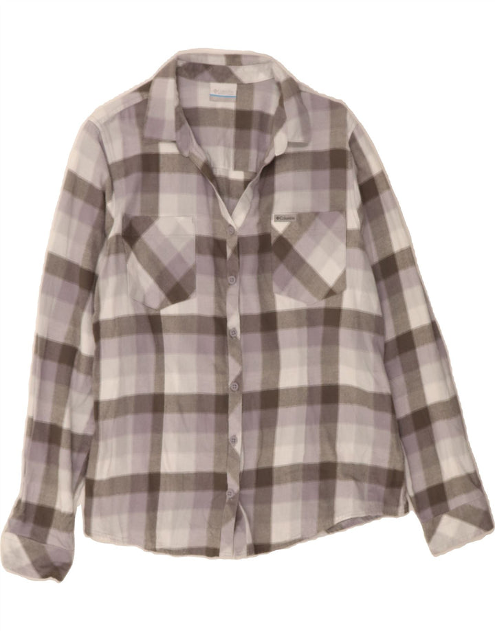 COLUMBIA Womens Flannel Shirt UK 16 Large Grey Check Cotton Vintage Columbia and Second-Hand Columbia from Messina Hembry 