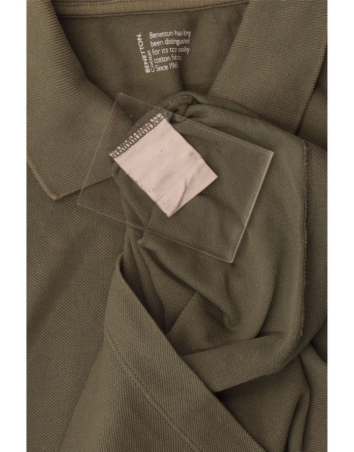 BENETTON Womens Polo Shirt UK 12 Medium Khaki Cotton Vintage Benetton and Second-Hand Benetton from Messina Hembry 