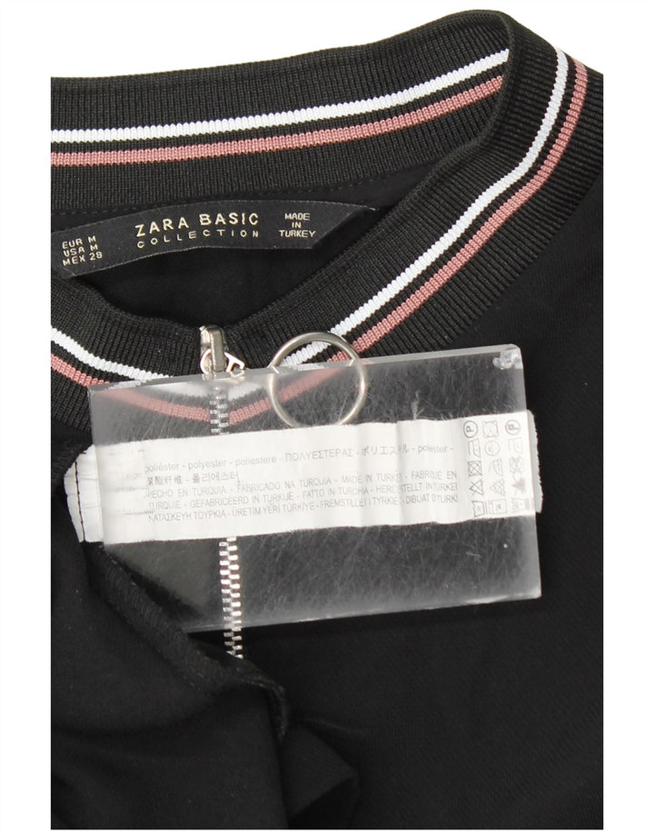 Zara Dame Zip Neck Shift Dress UK 14 Medium Black Polyester