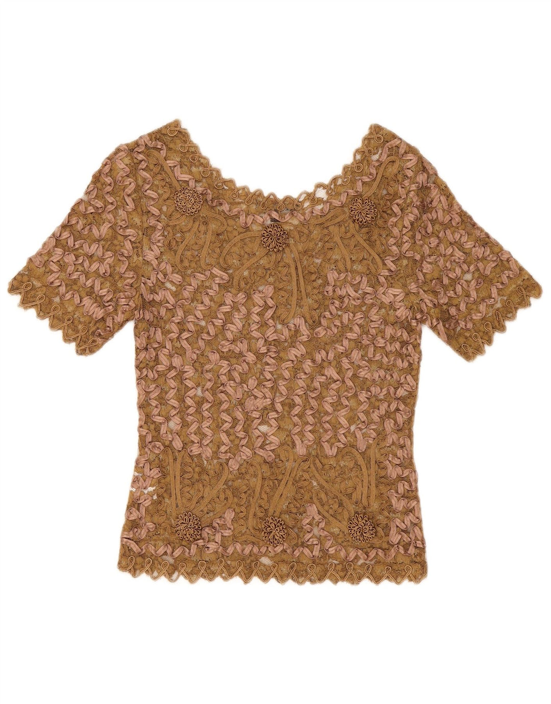 Sky Design Dame Blouse Blouse Top US 1 XS Beige Floral Polyester