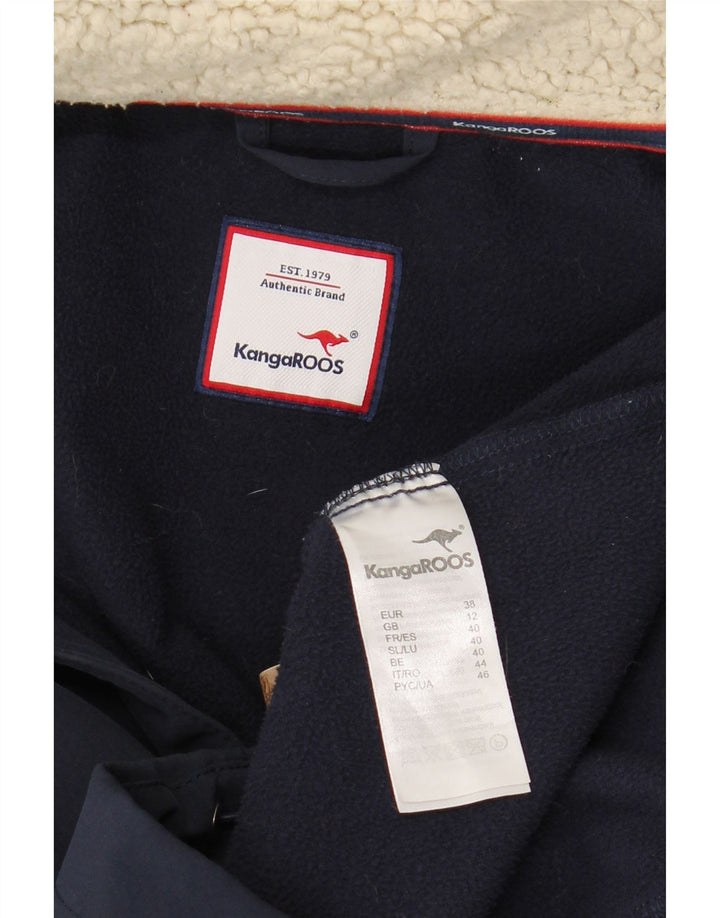 KANGAROOS Womens Graphic Hooded Windbreaker Coat UK 12 Medium  Navy Blue Vintage Kangaroos and Second-Hand Kangaroos from Messina Hembry 