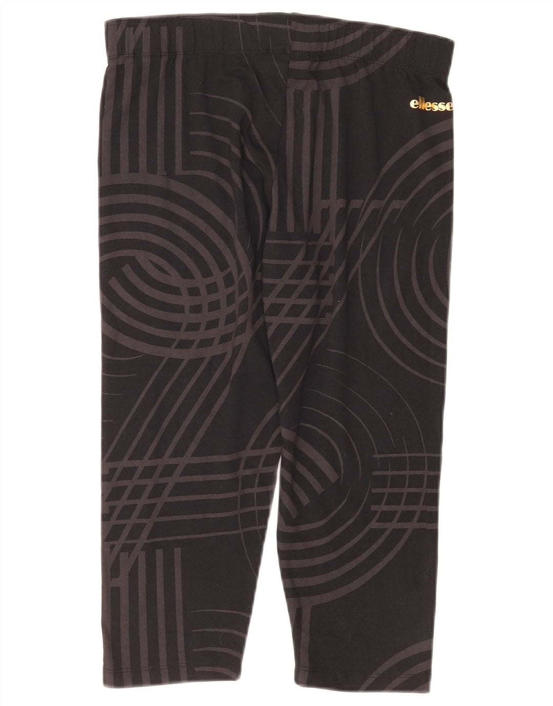 Ellesse Dame Capri Leggings UK 12 Medium Sort Geometrisk Bomuld