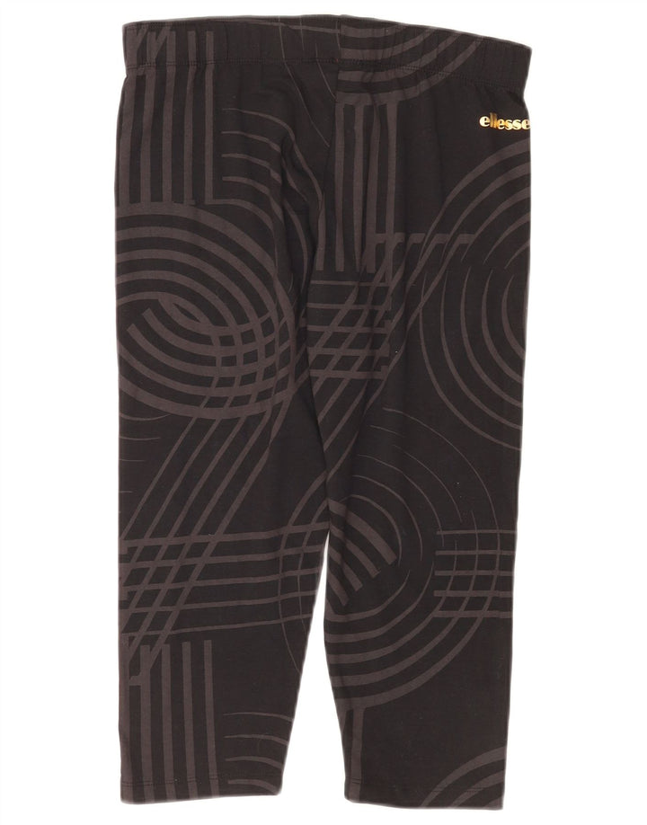Ellesse Dame Capri Leggings UK 12 Medium Sort Geometrisk Bomuld