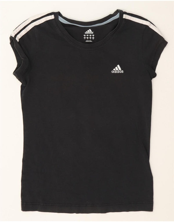 Adidas Dame T-Shirt Top UK 10 Lille Sort Bomuld