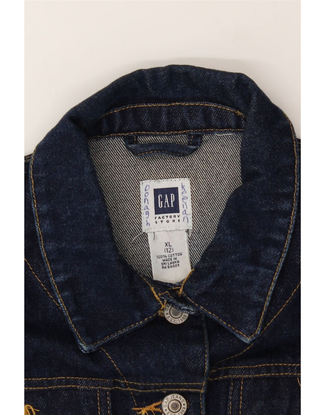 GAP Girls Denim Jacket 11-12 Years XL  Navy Blue Cotton Vintage Gap and Second-Hand Gap from Messina Hembry 