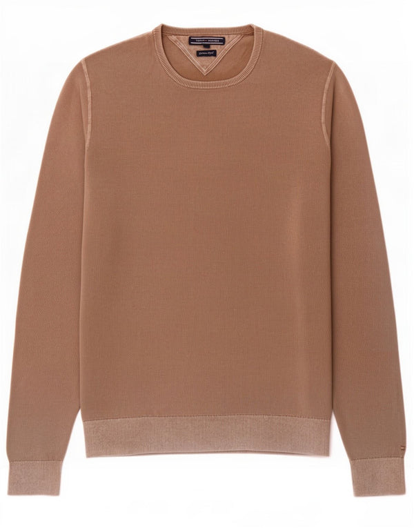 Tommy Hilfiger Herre Crew Neck Jumper Sweater Medium Brun Bomuld