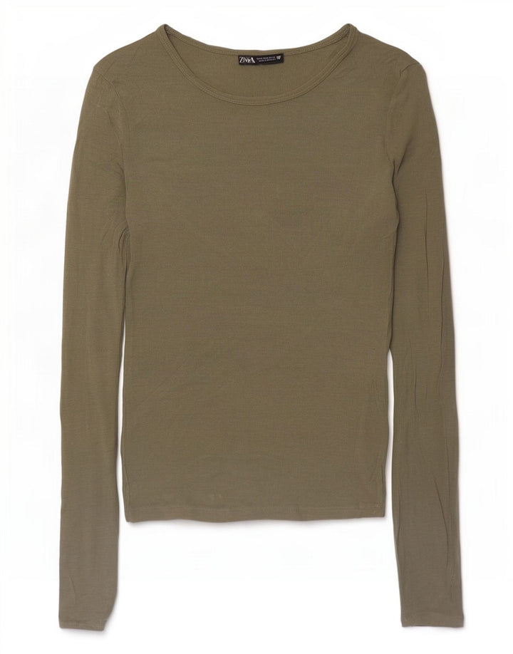 Zara Dametop Langærmet UK 12 Medium Khaki
