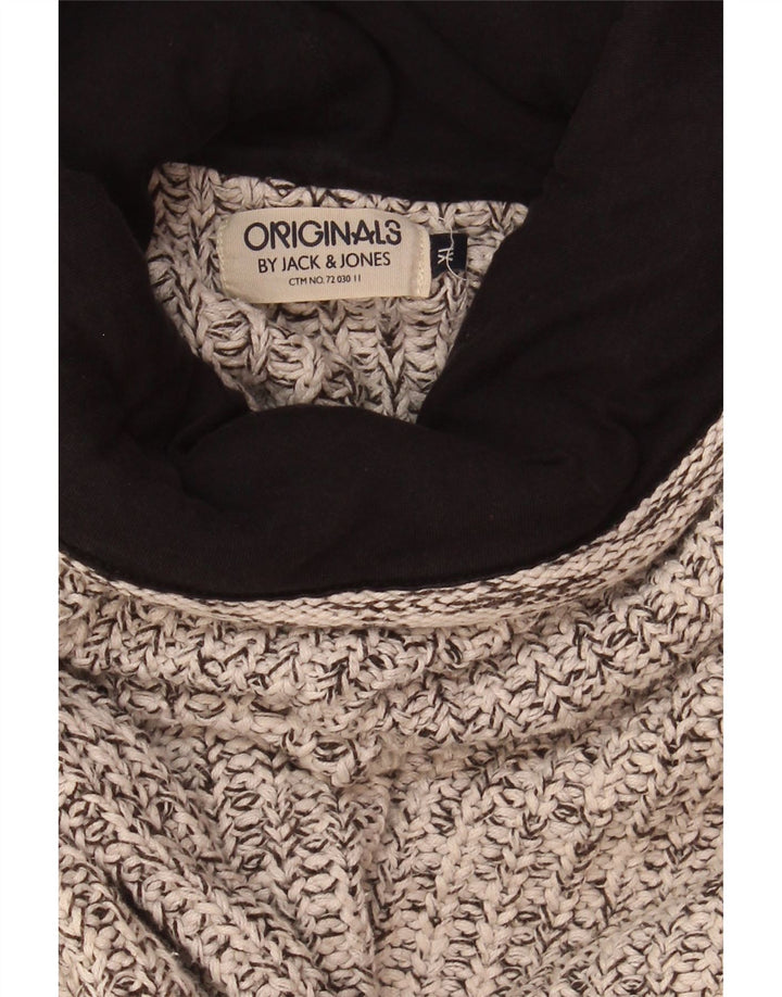 JACK & JONES Herre Rullehalstrøje XL Grå Flecked Bomuld