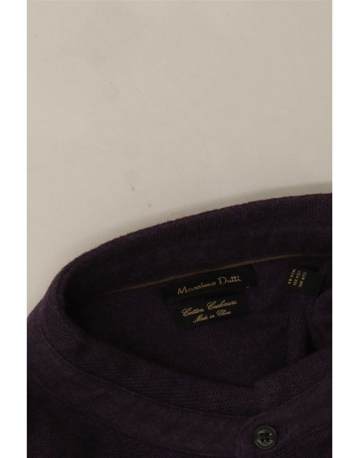 Massimo Dutti Herre Button Neck Jumper Sweater 2XL Lilla Bomuld