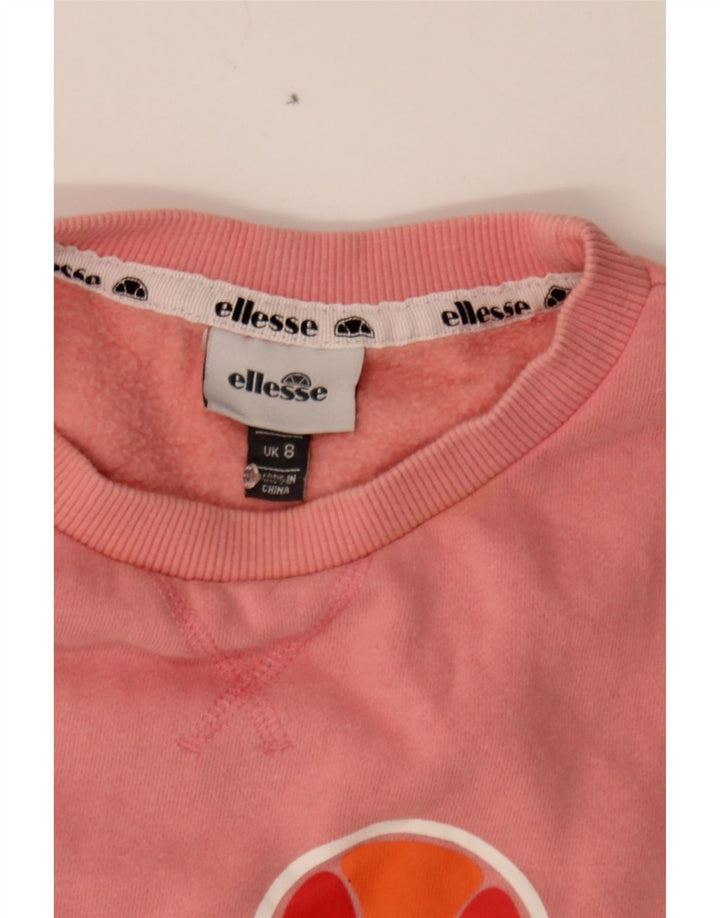 ELLESSE Womens Graphic Sweatshirt Jumper UK 8 Small Pink Cotton Vintage Ellesse and Second-Hand Ellesse from Messina Hembry 