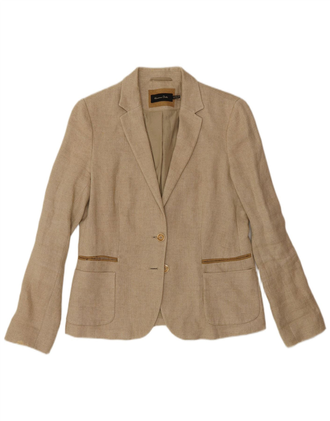 Massimo Dutti Dame 2 Button Blazer Jacket EU 42 Large Beige