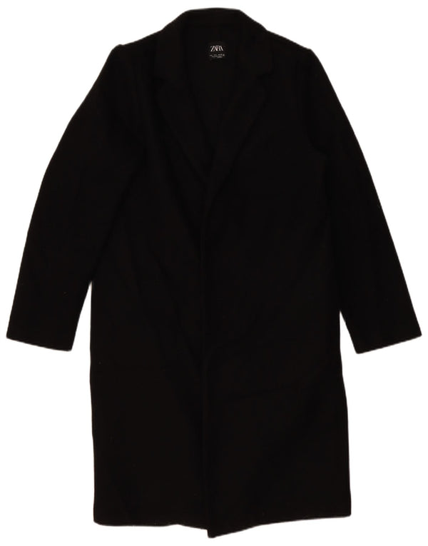 Zara Womens Open Overcoat UK 16 Large Black Polyester