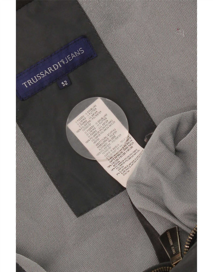 Trussardi Jeans Herre hætte polstret jakke IT 52 XL Grå Polyester