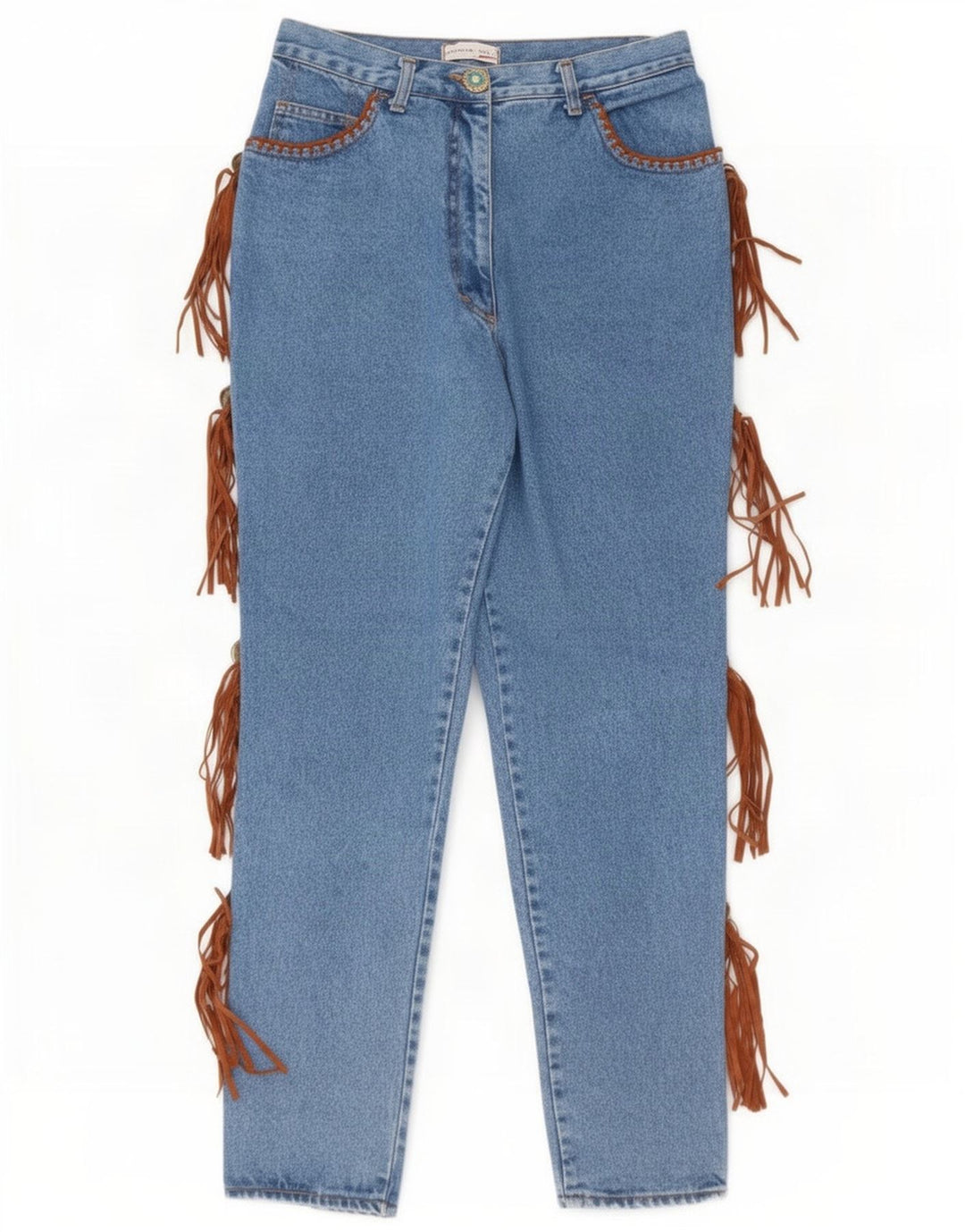 Ermanno Daelli Dame Western High Waist Jeans IT 46 Large W30 L30 Blue
