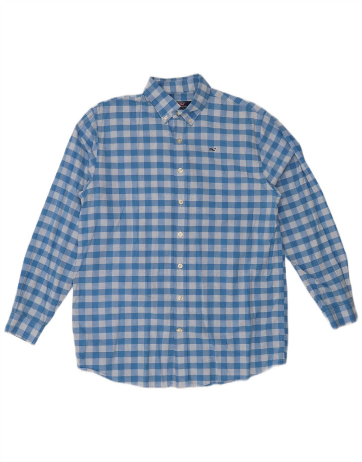 Vineyard Vines drengeskjorte 15-16 år XL Blue Gingham Cotton