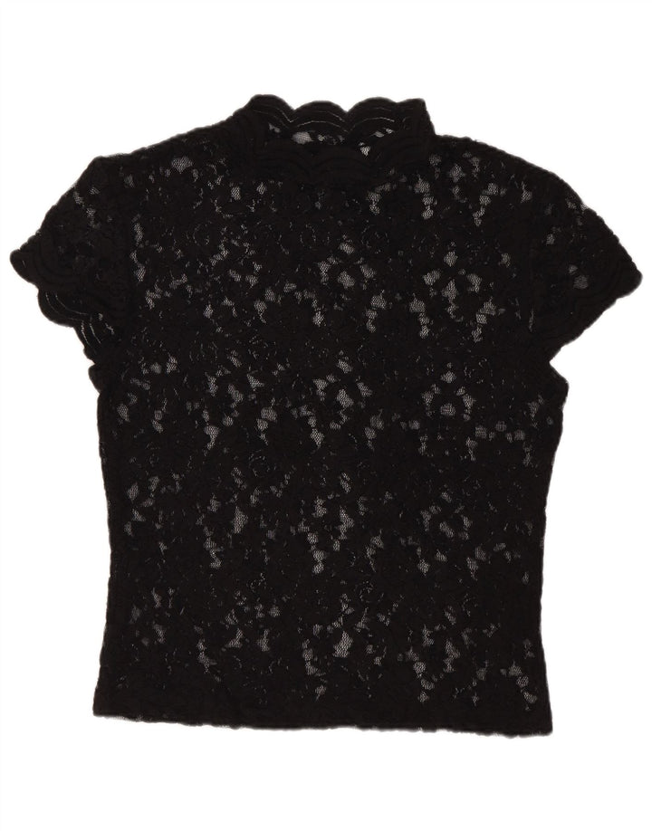Zara Womens Crop Blondebluse Top UK 12 Medium Black Floral
