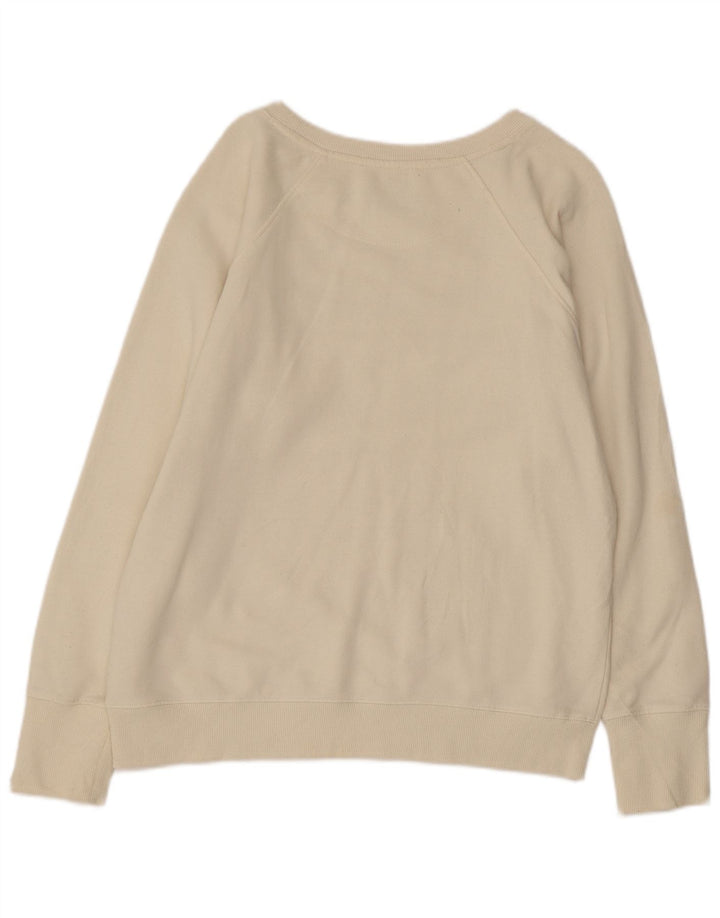 CHAMPION Dame Grafisk Sweatshirt Jumper UK 14 Medium Off White Bomuld