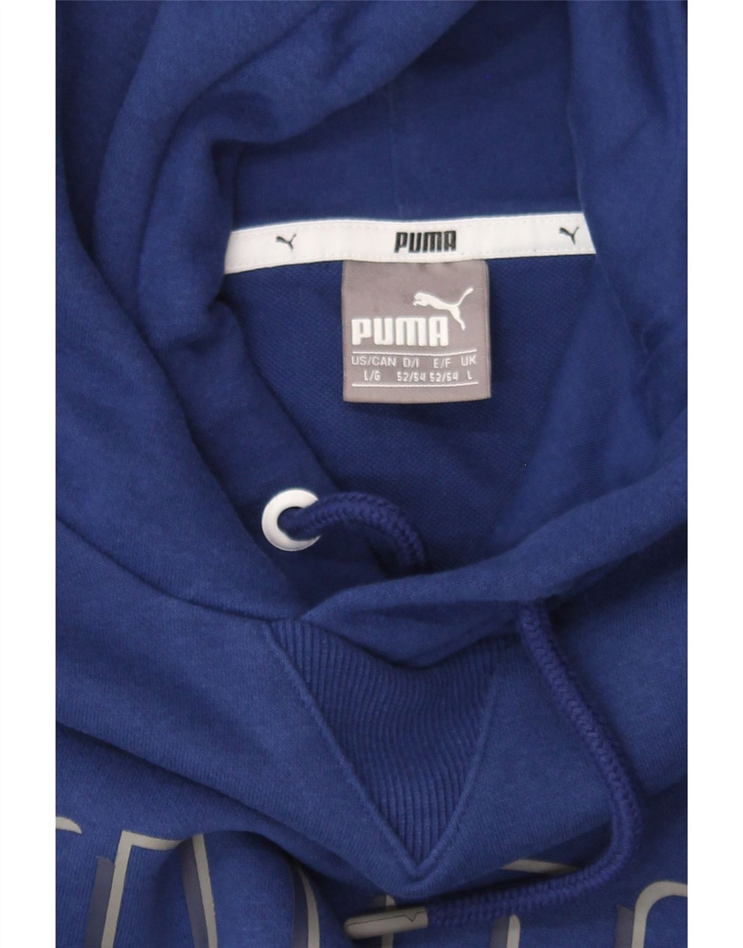 PUMA Mens Graphic Hoodie Jumper Large Blue Vintage Puma and Second-Hand Puma from Messina Hembry 