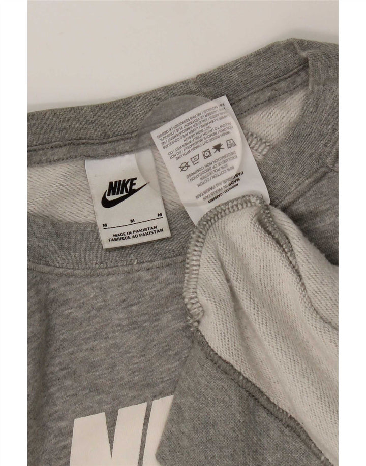 Nike Dame Grafisk Sweatshirt Jumper UK 14 Medium Grey Bomuld