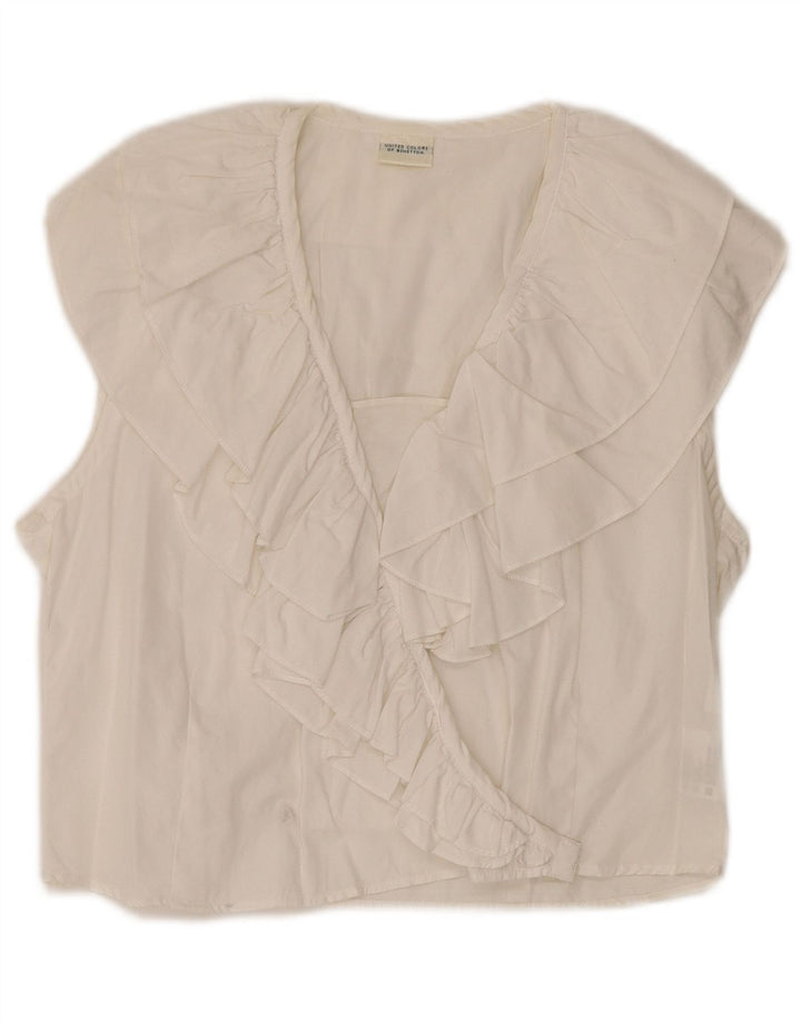 Benetton Dame ærmeløs bluse Top IT 44 Medium Off White Bomuld