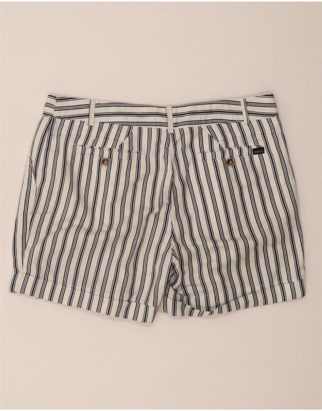 MUSTO Kvinders Pegged Chino Shorts UK 10 Small W27 Hvidstribet bomuld