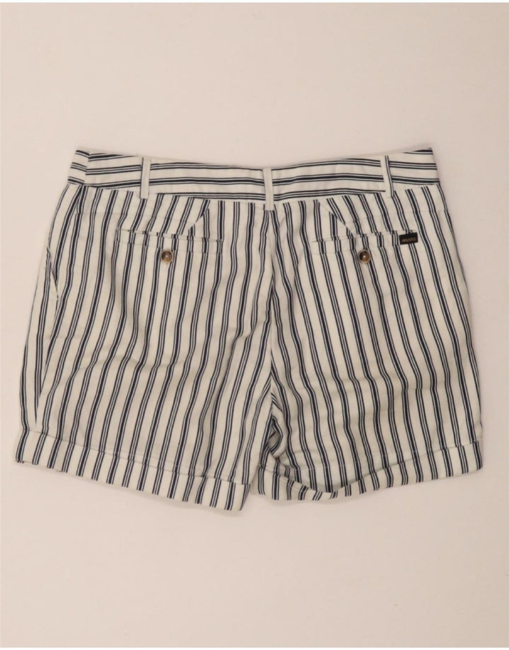 MUSTO Kvinders Pegged Chino Shorts UK 10 Small W27 Hvidstribet bomuld