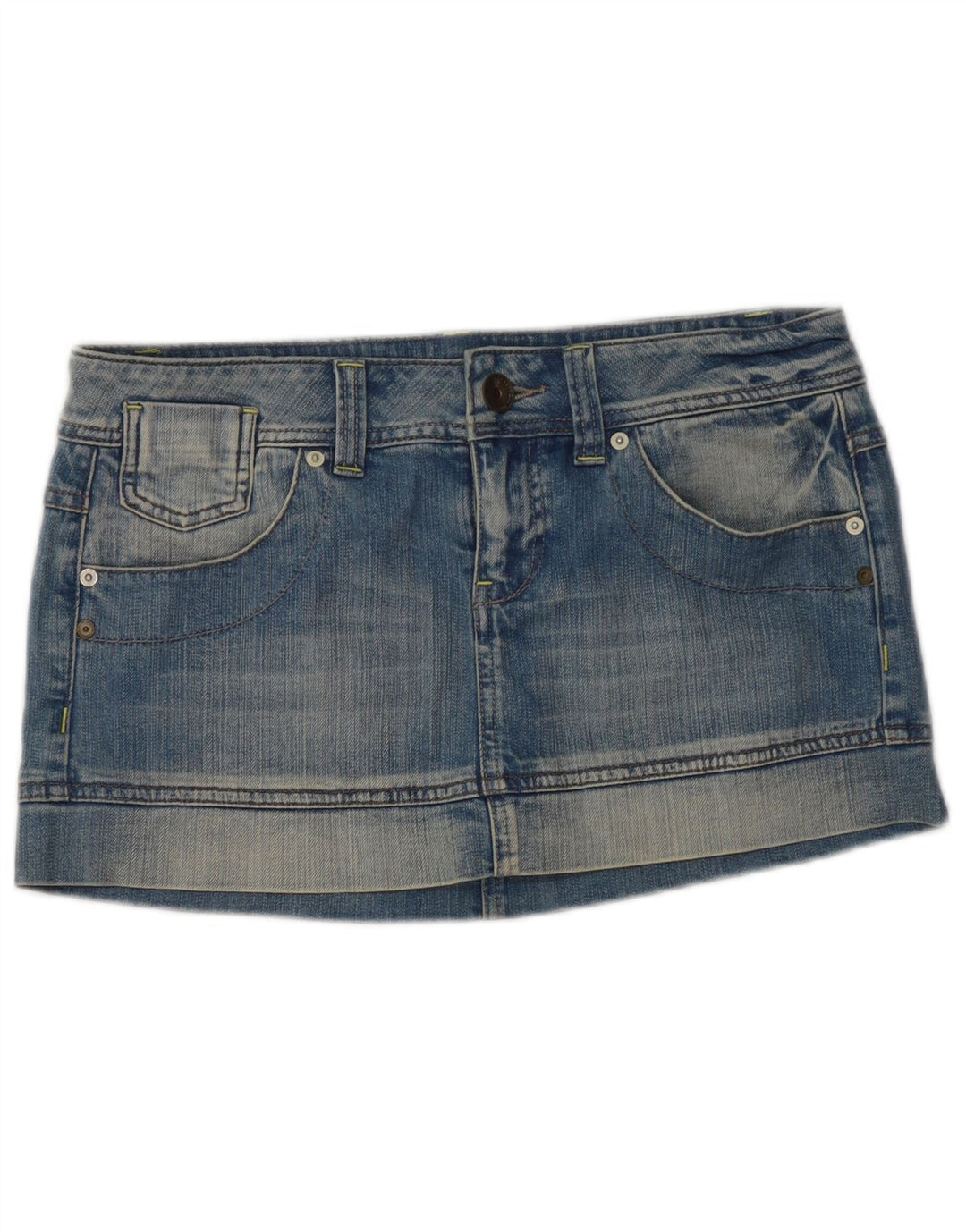 Benetton Dame Mini Denim Nederdel IT 42 Medium W32 Blå Bomuld