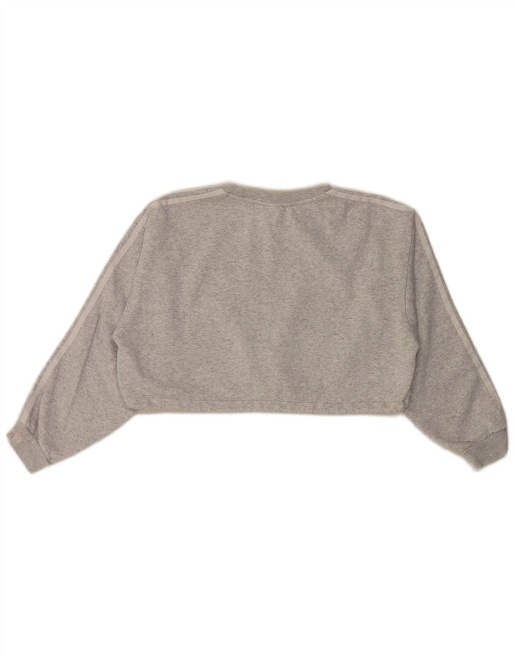 Adidas Womens Crop Oversized Sweatshirt Jumper UK 10 Small Grey Flecked