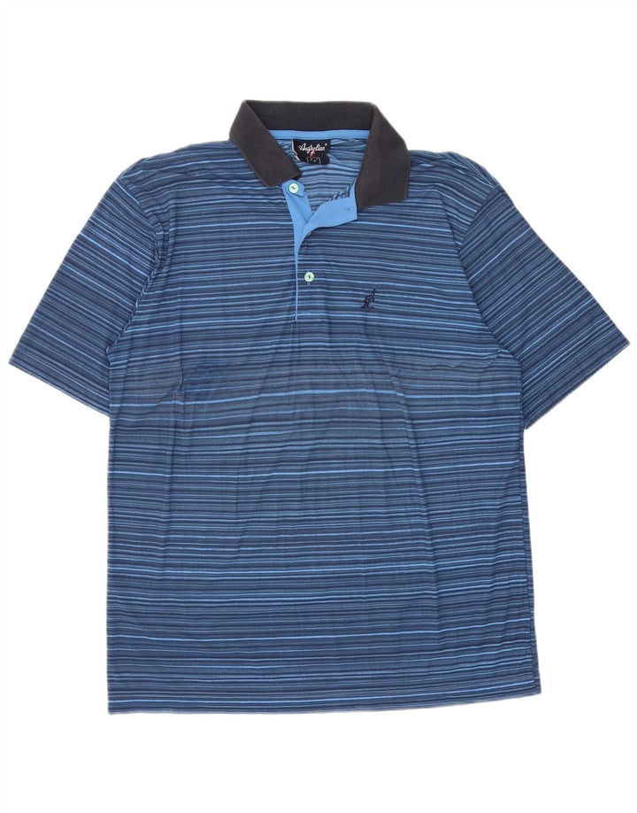 AUSTRALIAN L'ALPINA Poloshirt til mænd IT 50 Medium Blue Pinstripe Polyester