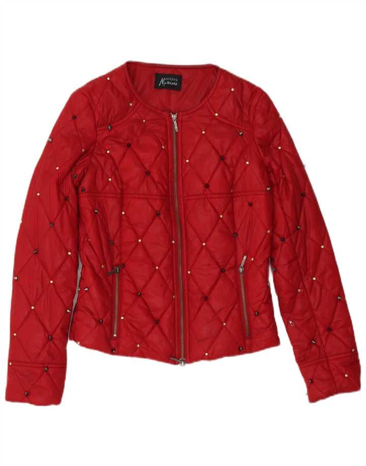 Guess By Marciano Quiltet jakke til kvinder IT 42 Medium rød plettet polyamid
