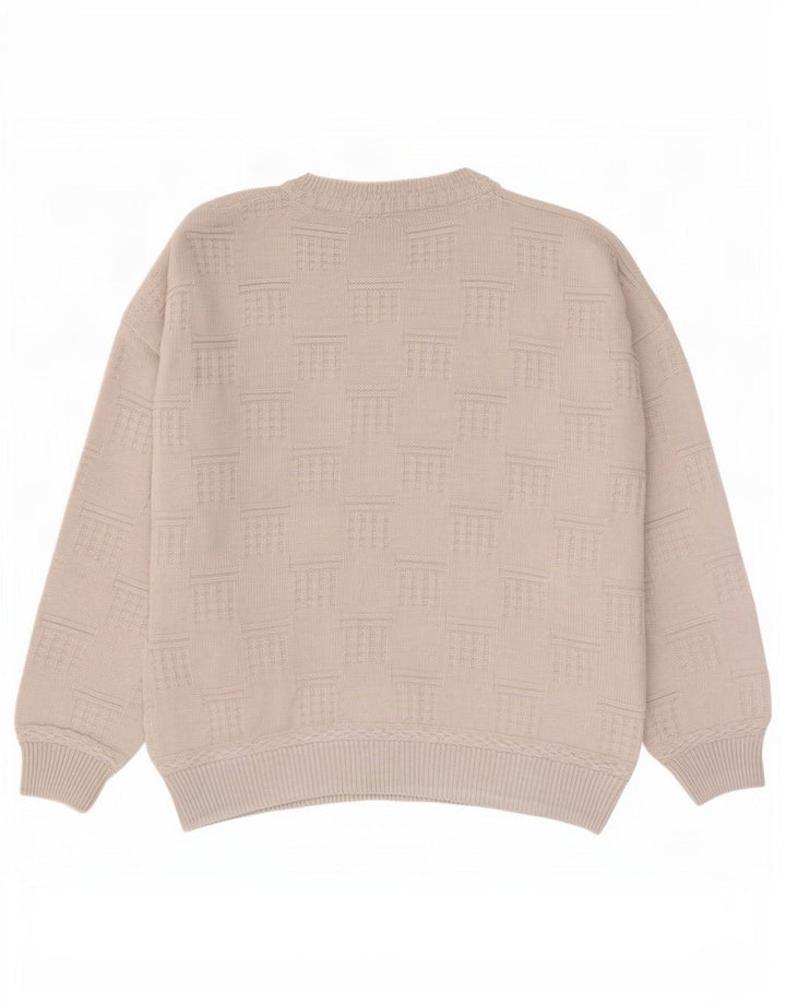 Paco Calvari Herre sweater med rund hals IT 50/52 Medium Hvid Geometrisk