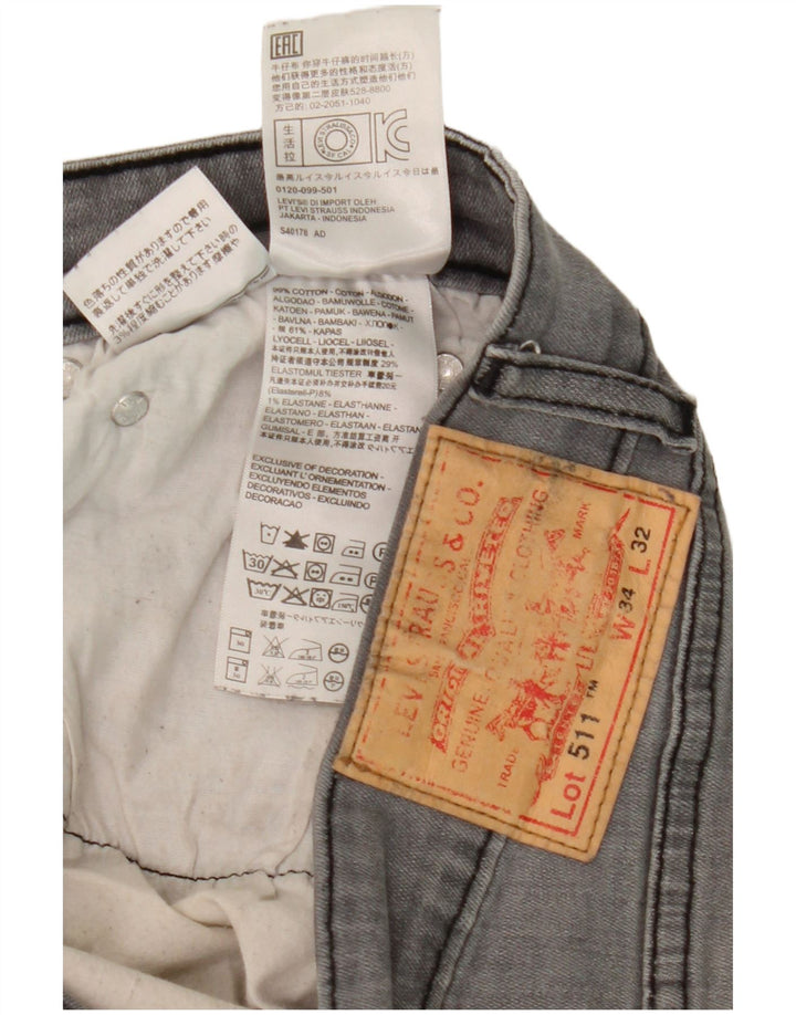 Levi's Herre 511 Slim Jeans W34 L28 Grå Bomuld