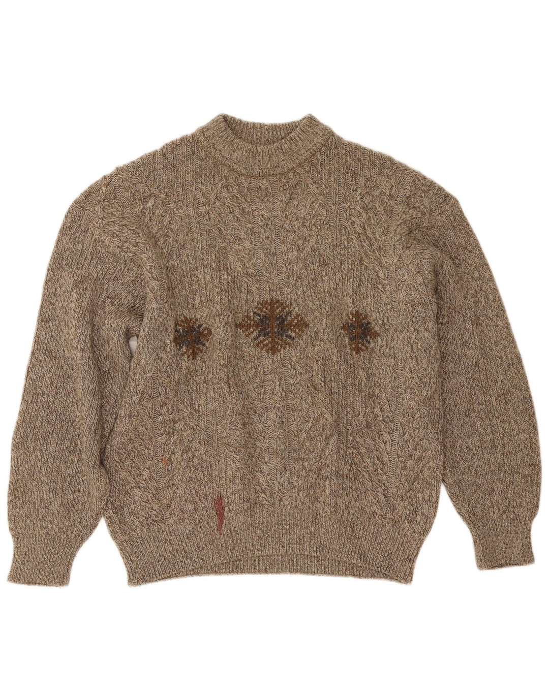 Cacharel Herre Crew Neck Jumper Sweater Large Beige Fair Isle