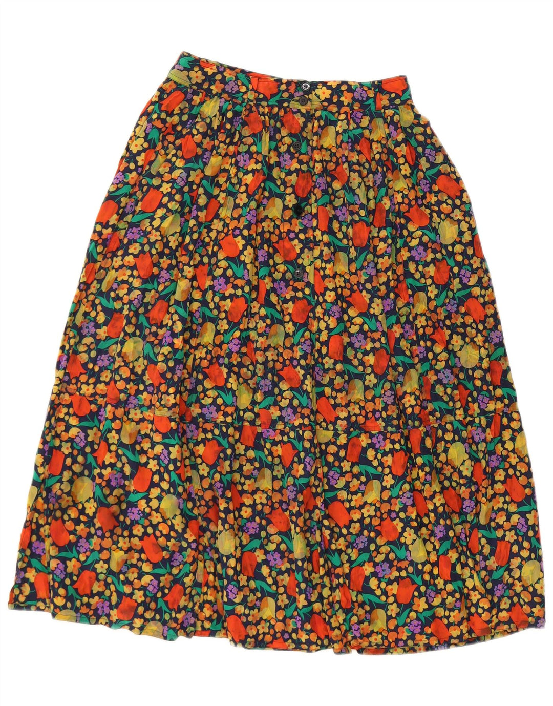 Vintage kvinders højtaljede A-linje nederdel IT 44 Medium W25 Flerfarvet
