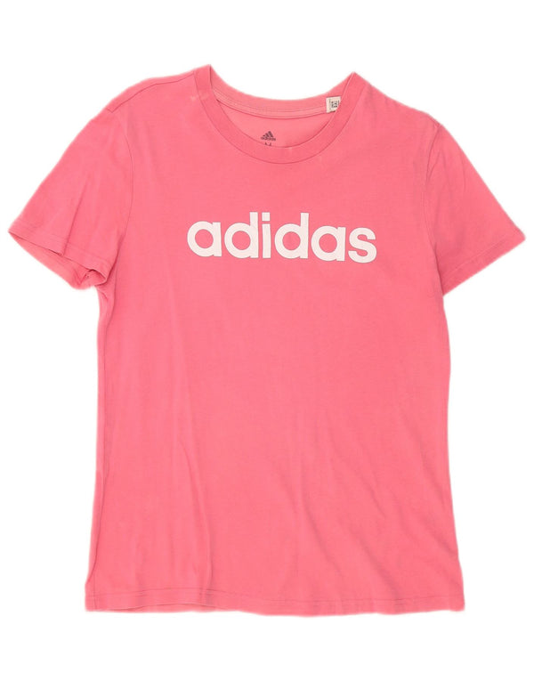 ADIDAS Grafisk T-shirt top til kvinder UK 12 Medium Pink Bomuld
