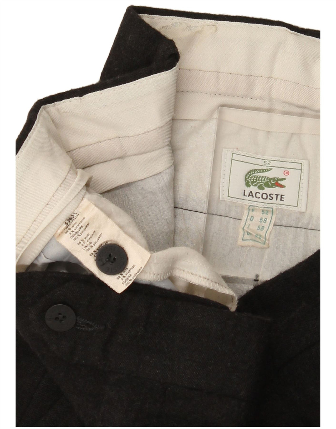 Lacoste Herre Pegged Suit Bukser Størrelse 52 2XL W42 L26 Grå Uld