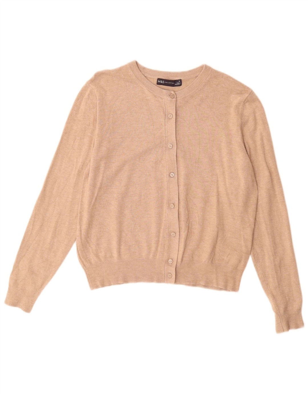 MARKS & SPENCER Dame cardigan sweater UK 12 Medium Beige Viscose
