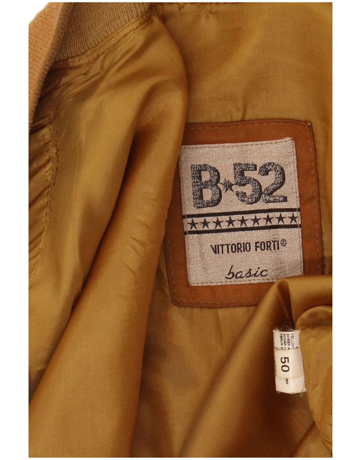 Vittorio Forti Herre Ruskind Bomber Jacket IT 50 Stort Beige Læder