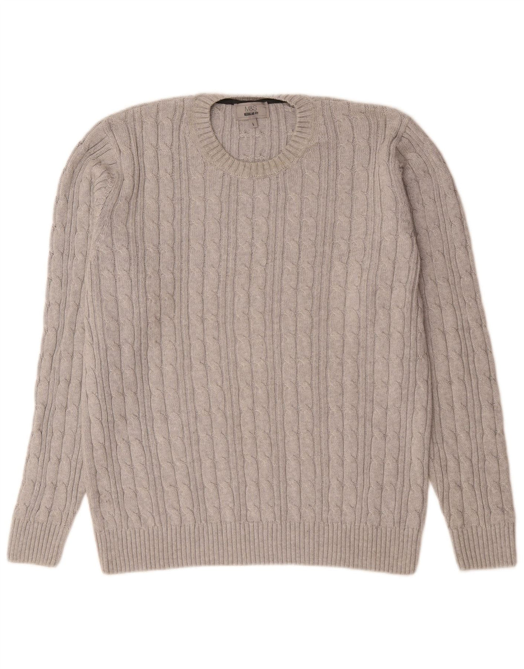 Marks & Spencer Herre Regular Fit Jumper Sweater med rund hals Stor grå bomuld