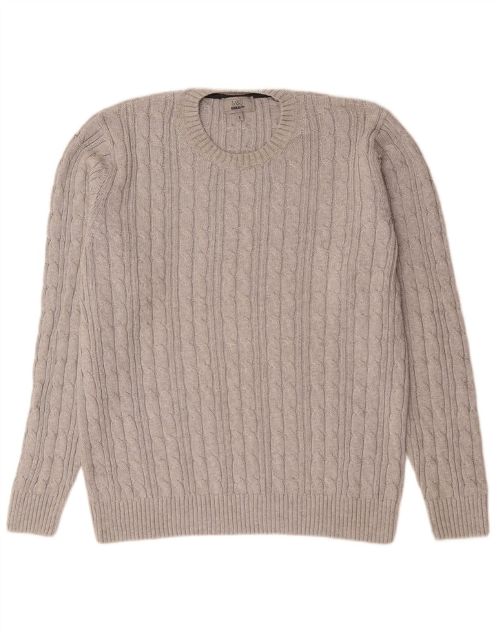 Marks & Spencer Herre Regular Fit Jumper Sweater med rund hals Stor grå bomuld