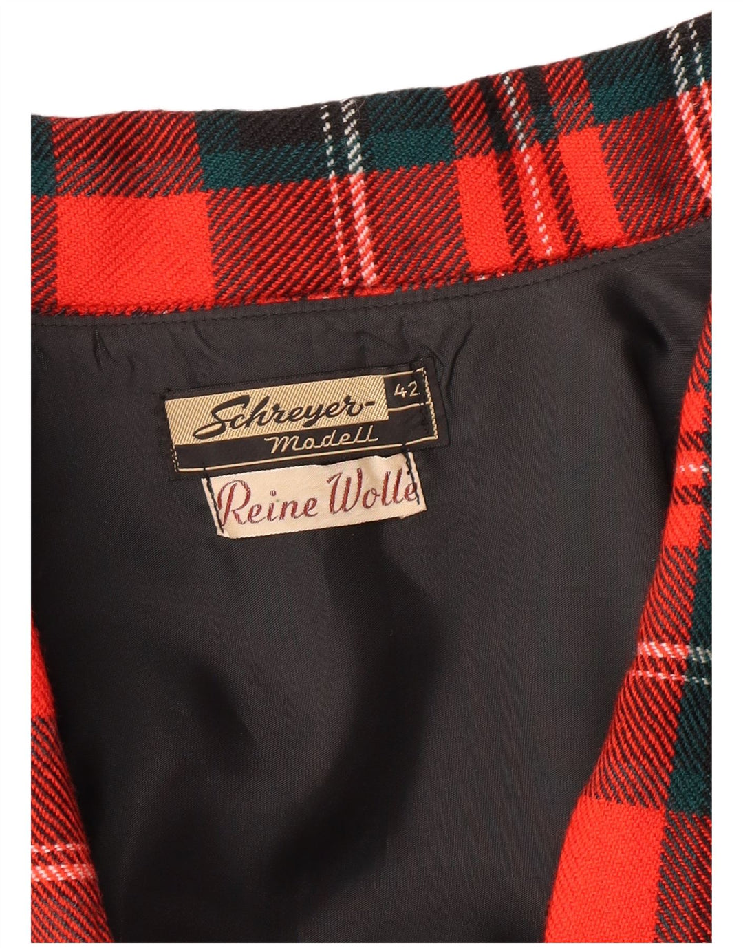 VINTAGE Dame 2-delt nederdel sæt EU 42 Large W28 L23 rød ternet uld