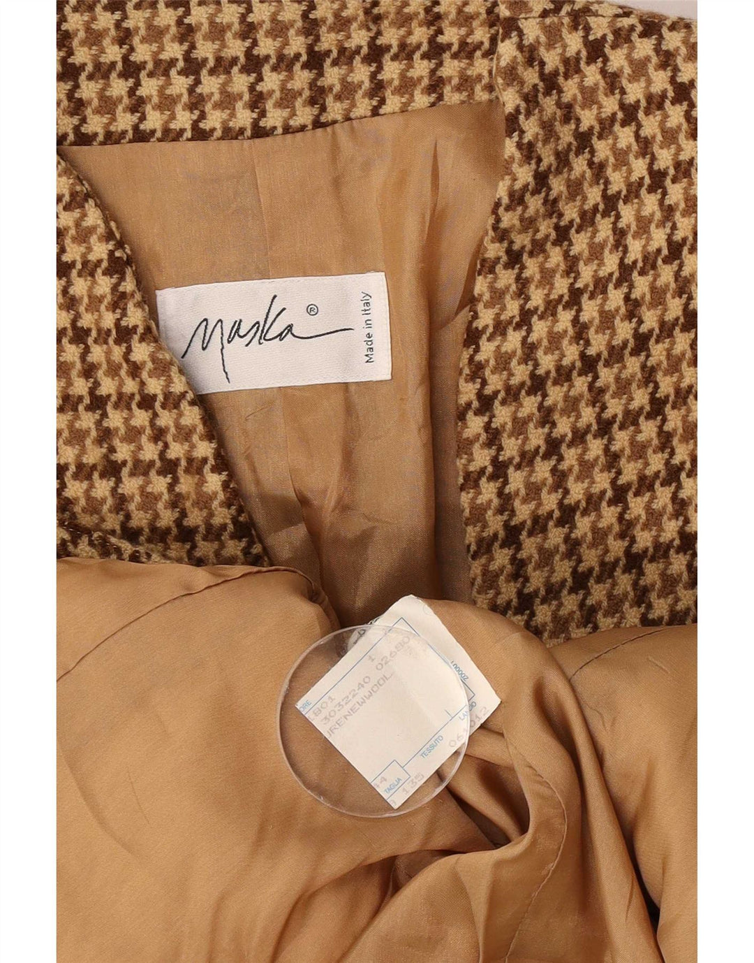 Maska Dame 3/4-ærmet blazerjakke IT 44 Medium Beige Houndstooth