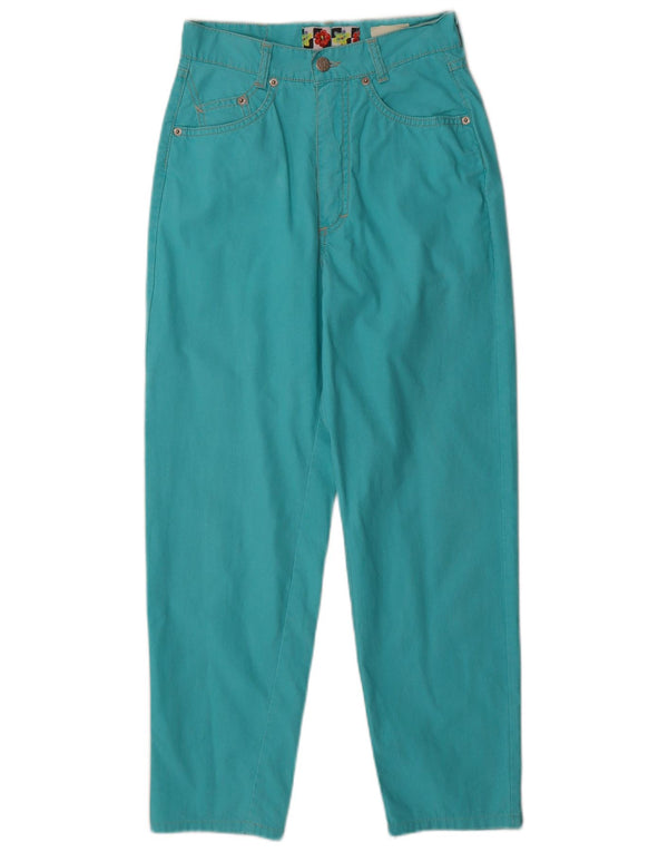 Vintage Womens Tapered Casual Trousers IT 42 Medium W24 L25 Turquoise