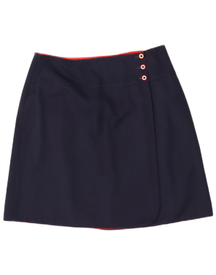 Vintage vendbar omslagsnederdel til kvinder Medium W30 Marineblå