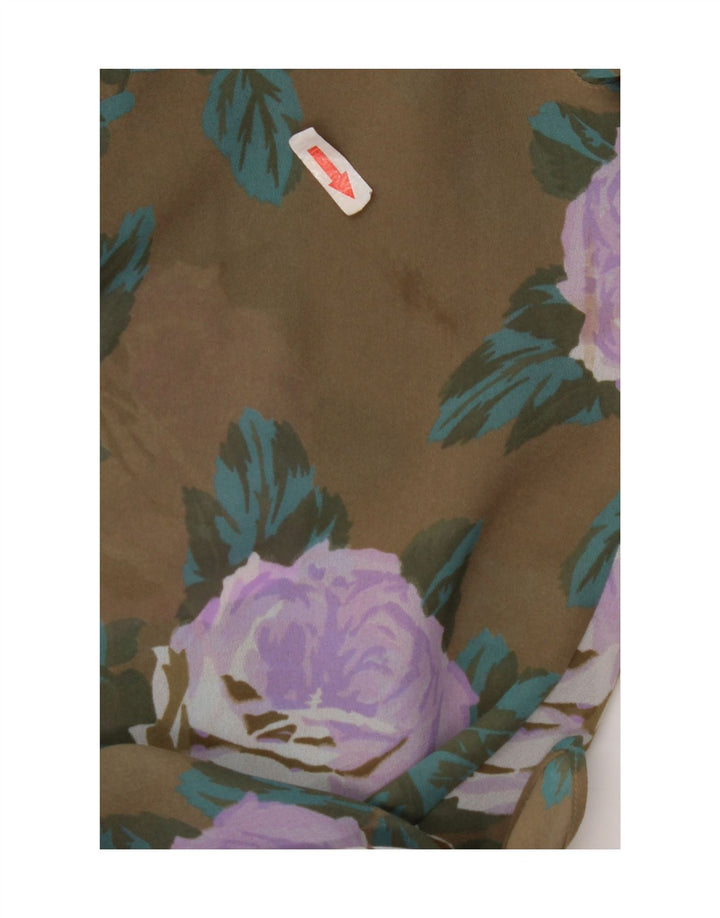 Marella Womens Wrap Crop Shirt Bluse UK 12 Medium Brown Floral Polyester